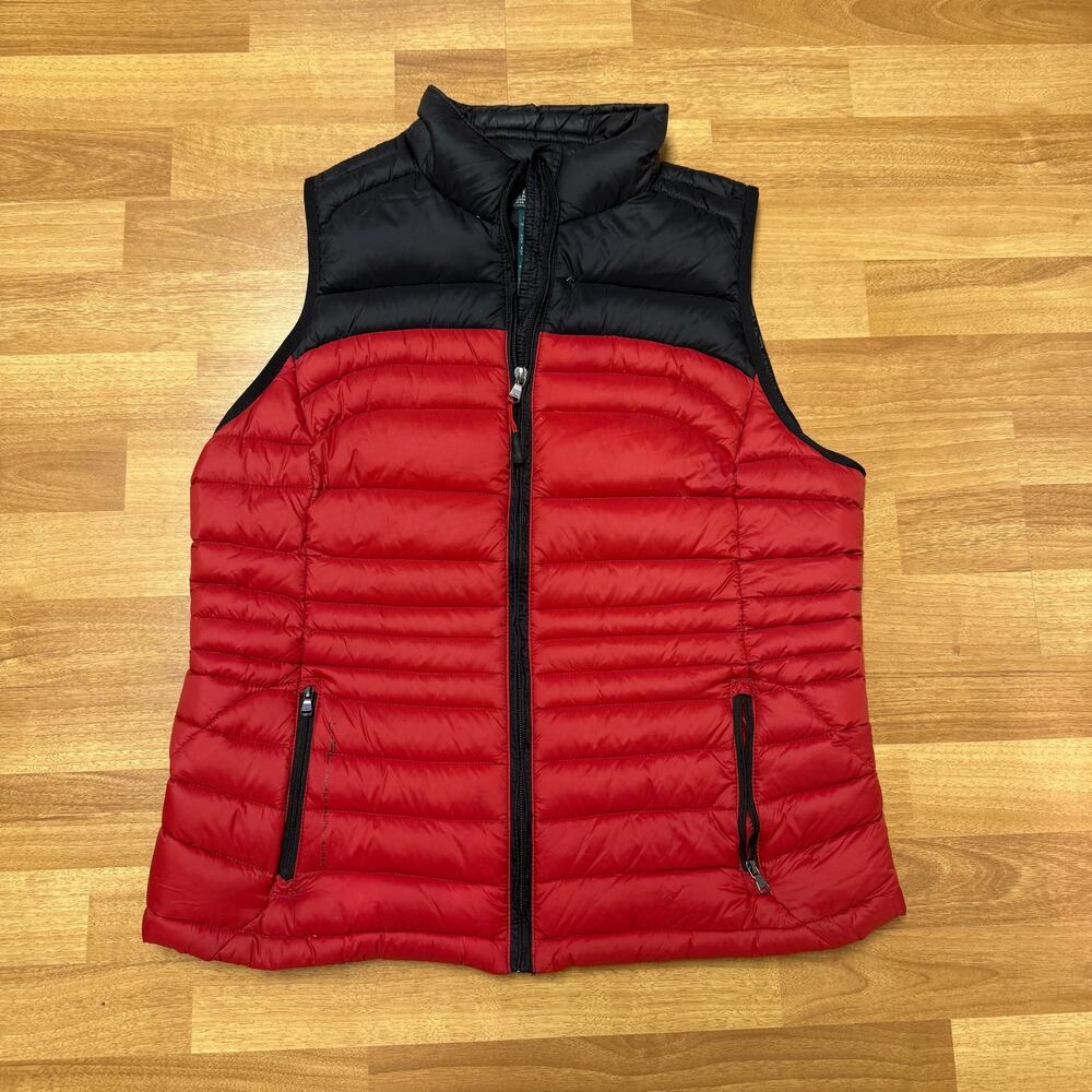 Women's Lauren Ralph Lauren Active Red Down Filled Zip Up Puffer Vest Sz Large